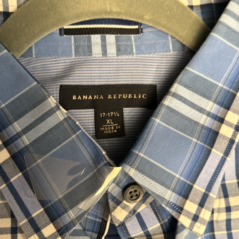 Banana Republic Button Up Blue Shirt Shirt Sleeve Formal Beach Summer Nice - Picture 2 of 4